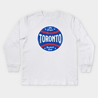 Toronto Retro Big League Baseball - White Kids Long Sleeve T-Shirt